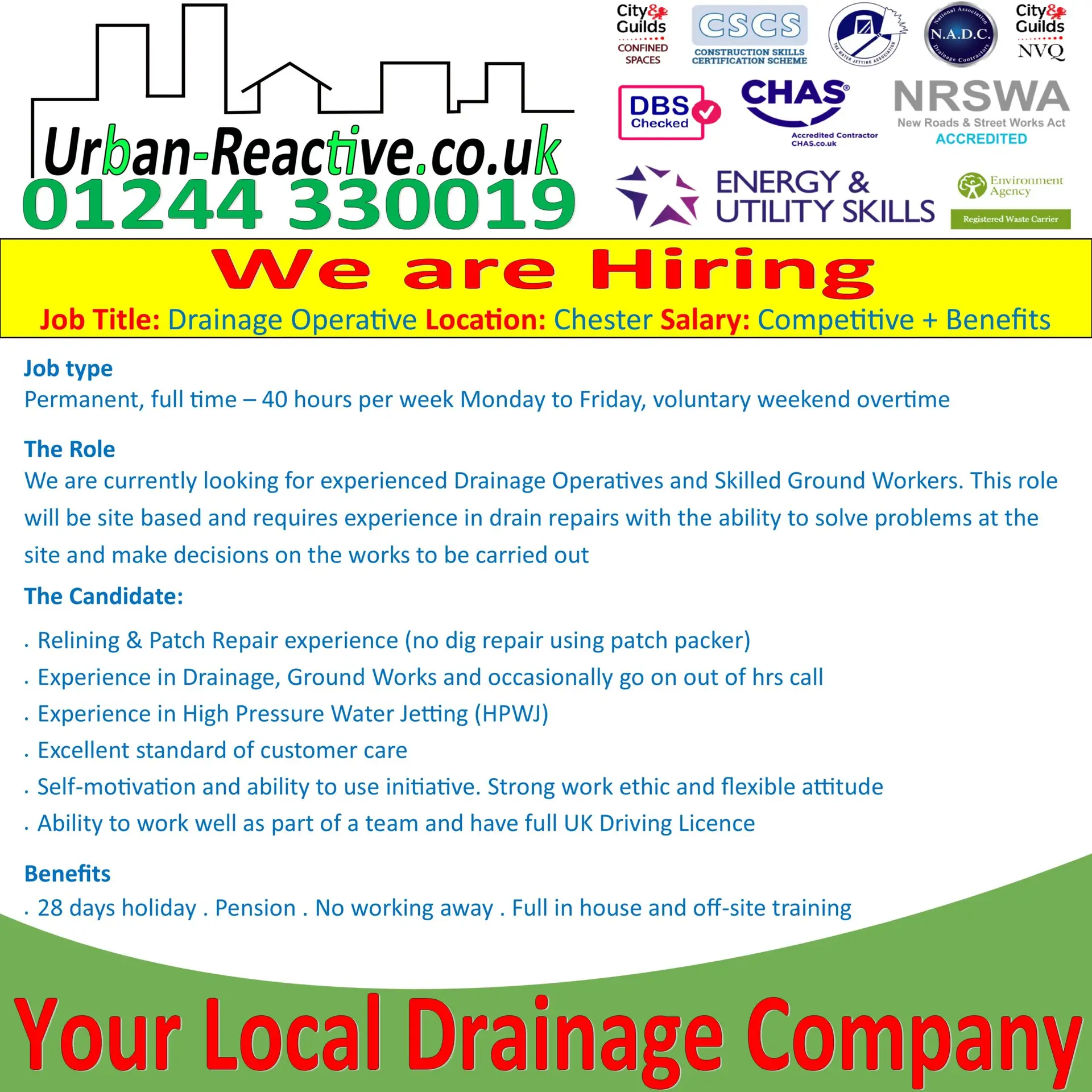We are Hiring a Drainage Operative