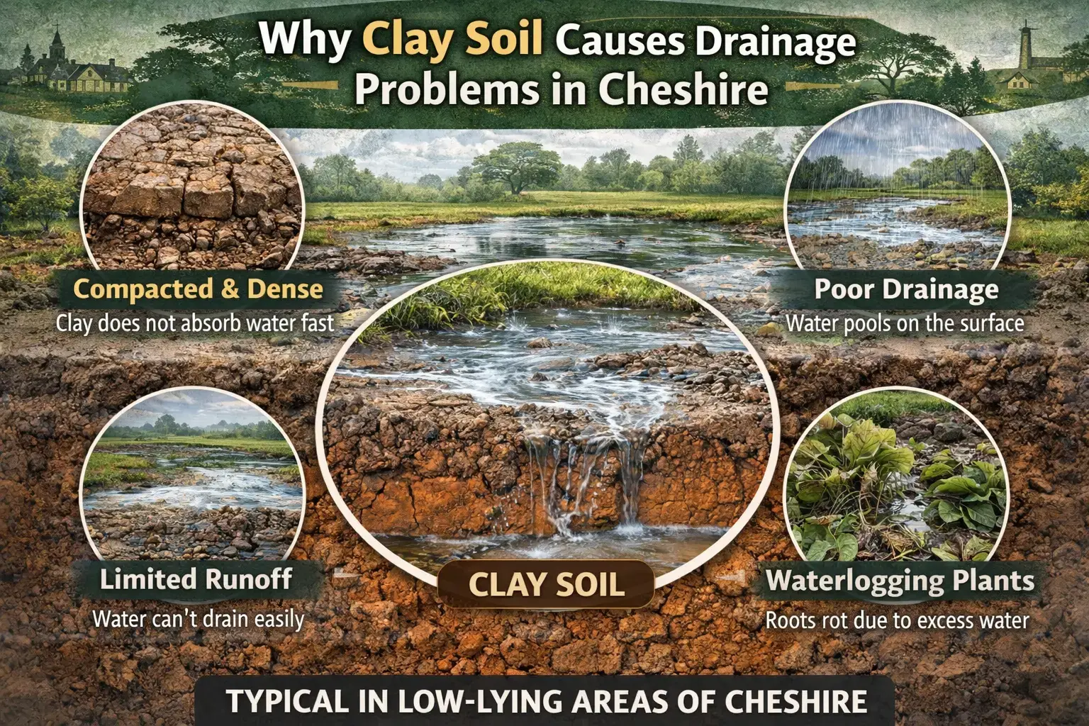 🌧️ Why Clay Soil Causes Drainage Problems in Cheshire