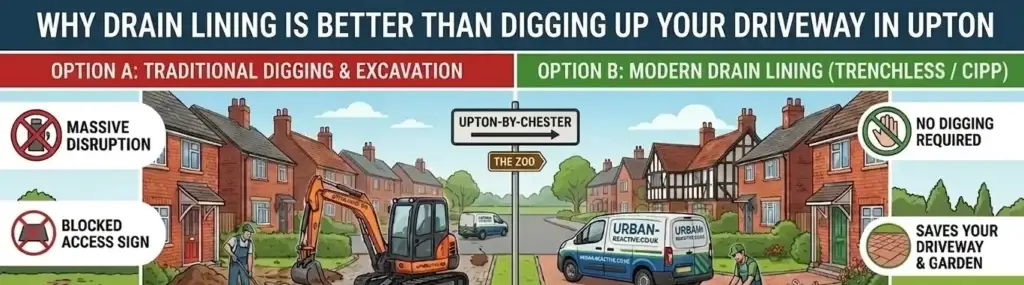 FA Why Drain Lining Is Better Than Digging Up Your Driveway in Upton