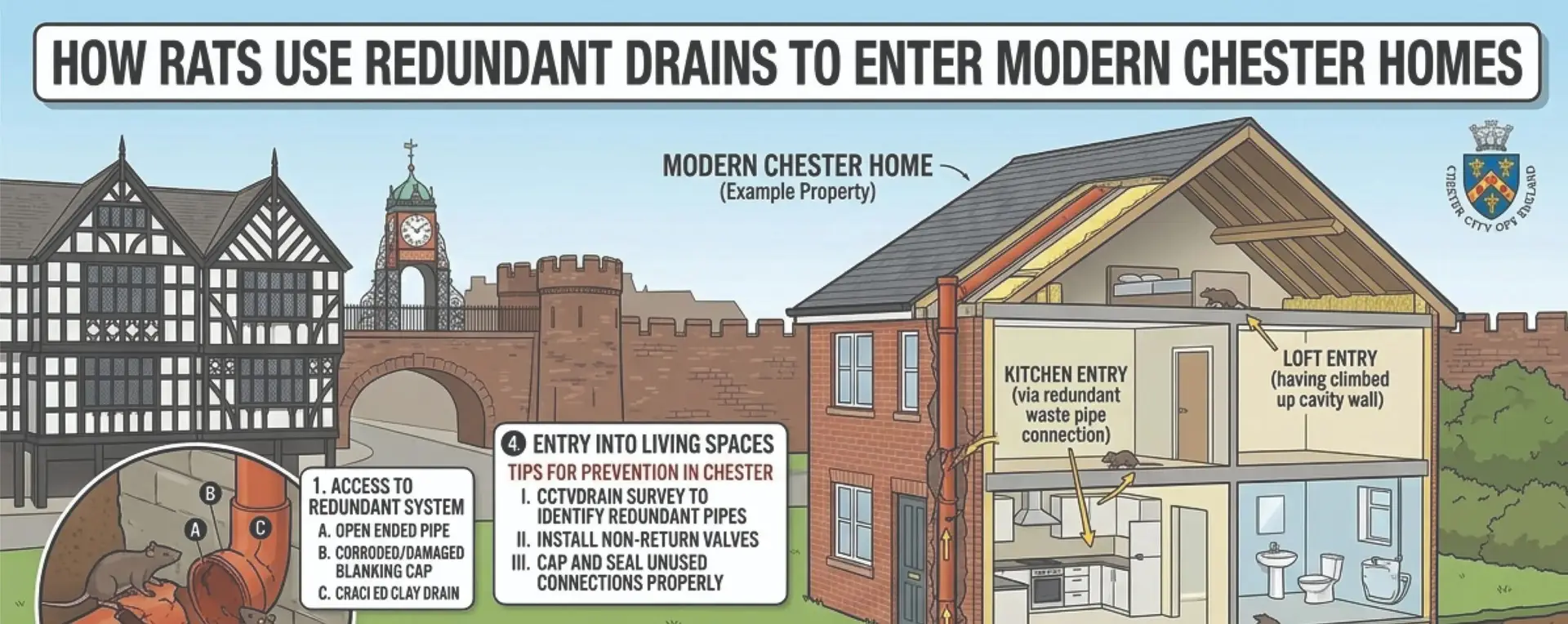 How Rats Use Redundant Drains to Enter Modern Chester Homes