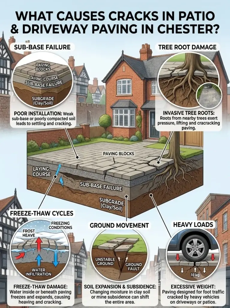What Causes Cracks in Patio and Driveway Paving in Chester
