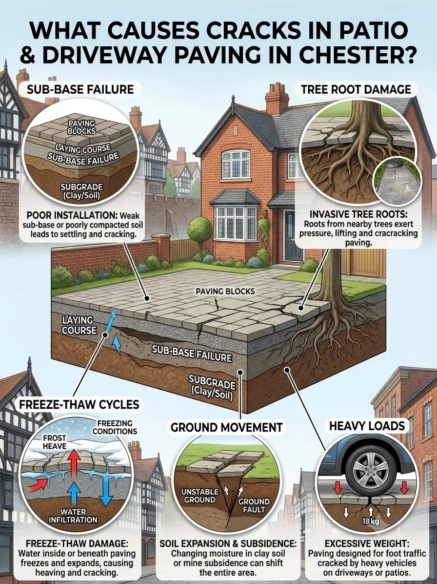 What Causes Cracks in Patio and Driveway Paving in Chester